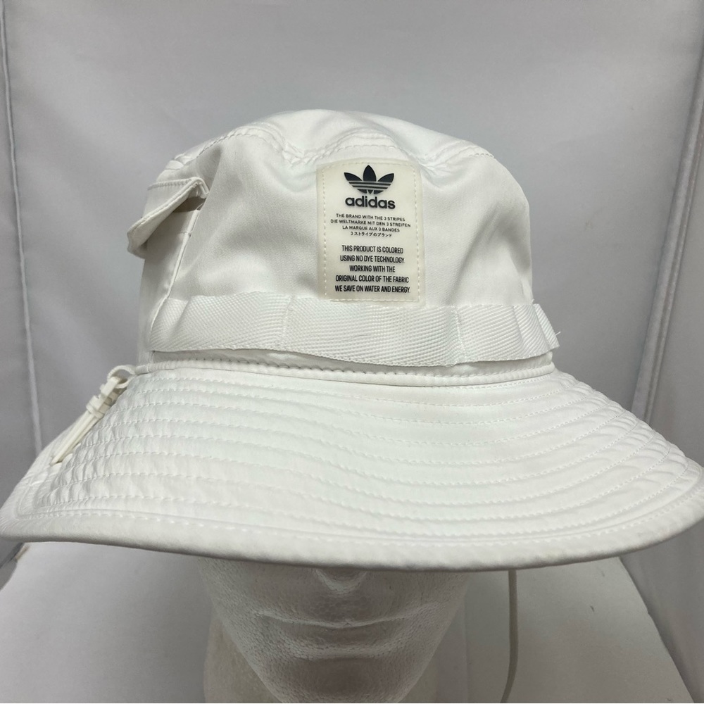 Adidas White Boonie Bucket Sun Hat W Pocket Adjustable Chin Strap Unisex OSFA